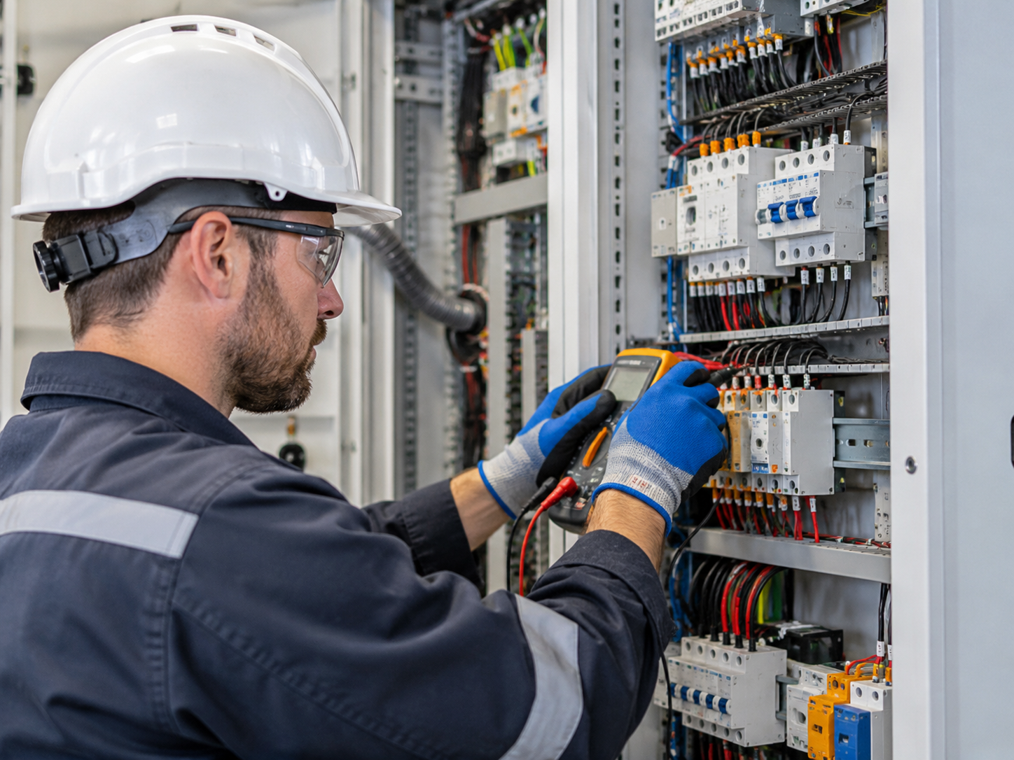 Técnico revisando tablero eléctrico